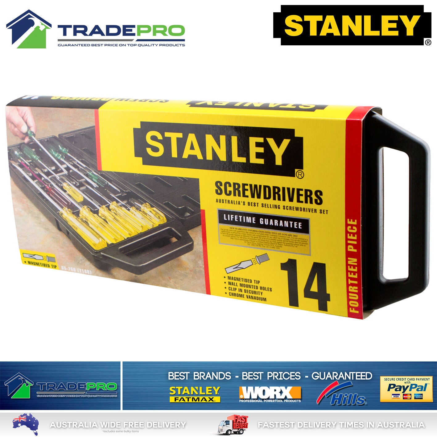 Stanley 14pce Screwdriver Set in Carry Case PRO 14pc Screw Driver Kit 1222520