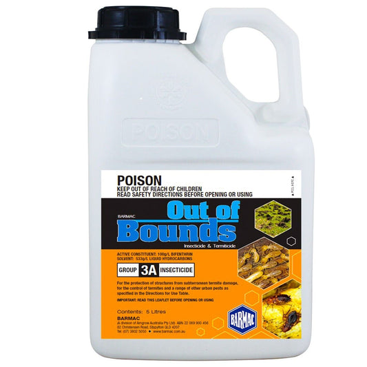 Termite Ant Cockroach Spray 5L Out of Bounds Bifenthrin 100gm/L Pest Killer