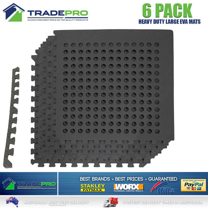 6PC Floor Mat Tiles EVA H/Duty Rubber Foam Interlocking Fatigue Shock Absorb Gym