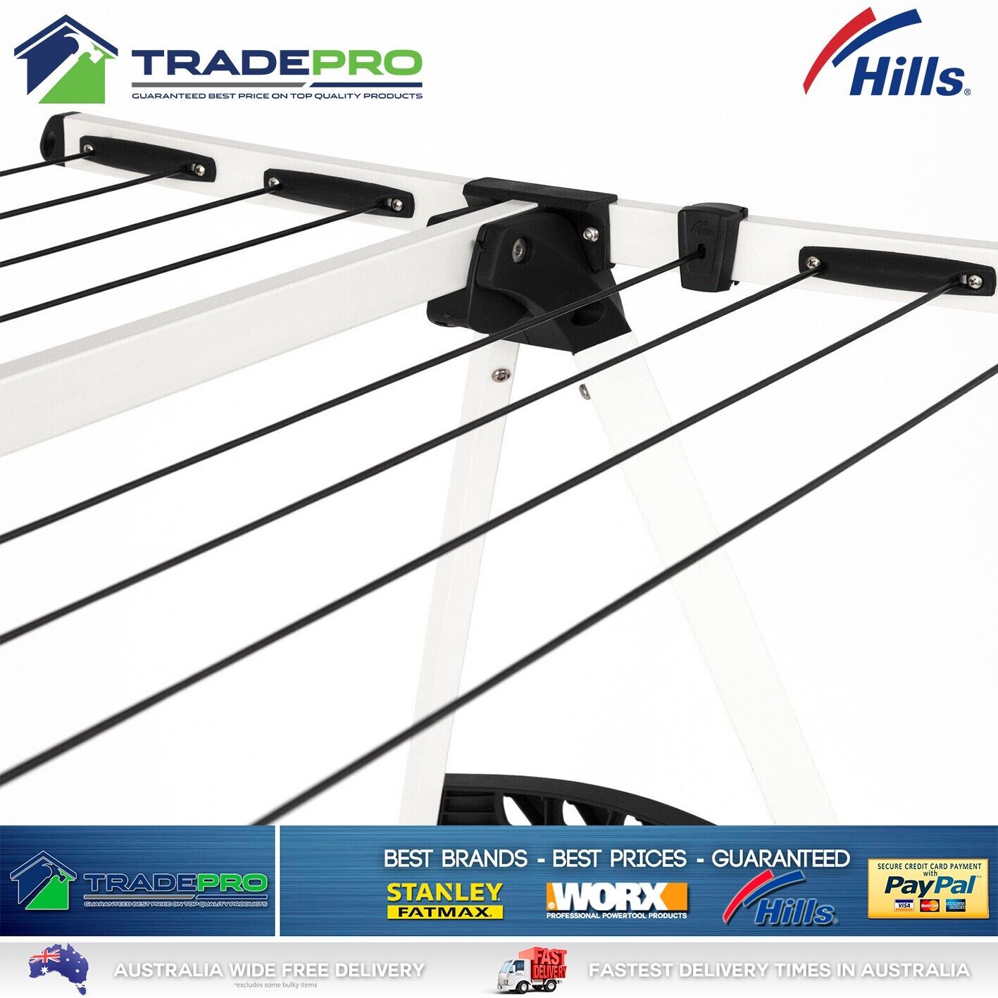 Hills Clothesline Portable 120 NEW 12m Clothes Line Airer Drying Rack Foldable