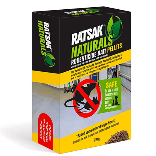 Ratsak Naturals 224g Rat Mouse Killer Mice Rodent Bait Pellets Pet Safe Poison