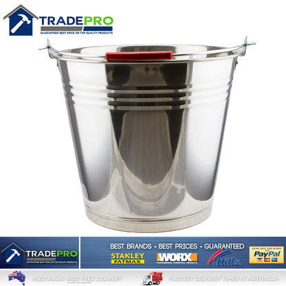 Stainless Steel Bucket with Handle 10Ltr Heavy Duty Quality 10L Marine Pail