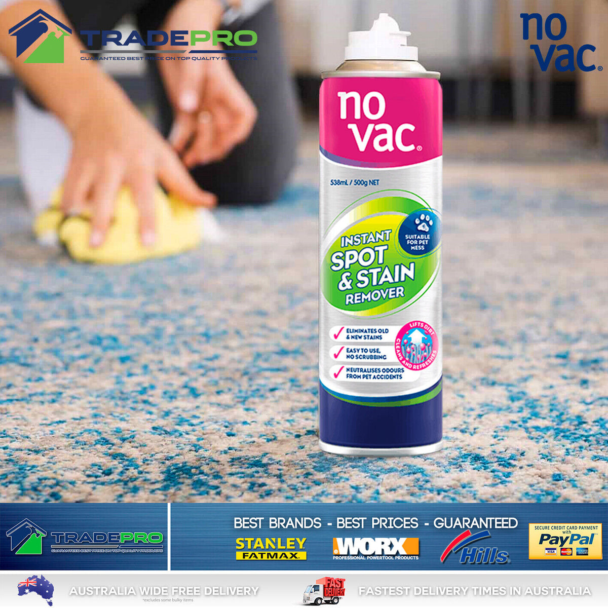 Clean Rug Spray No Vac Carpet Spot Stain Spray Remover 500g Rug Mat Cleaner Pro Uphols ...