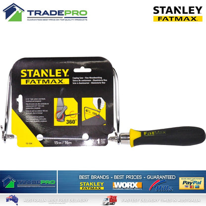 Stanley Coping Saw Fatmax PRO 250mm Handsaw 15TPI Wood Timber Fine Finish PRO