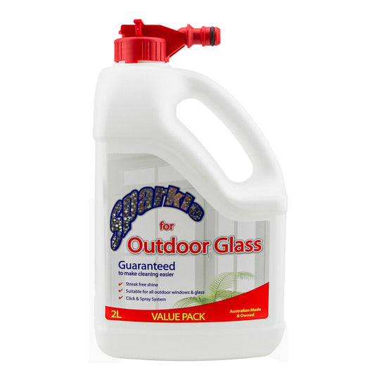 Glass Cleaner 2L PRO Hose On Window Clean Sparkle Outdoor Click Spray 2Ltr Litre