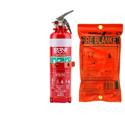 Fire Extinguisher & Blanket Kit 1kg ABE Professional Dry Powder Bracket Car Home