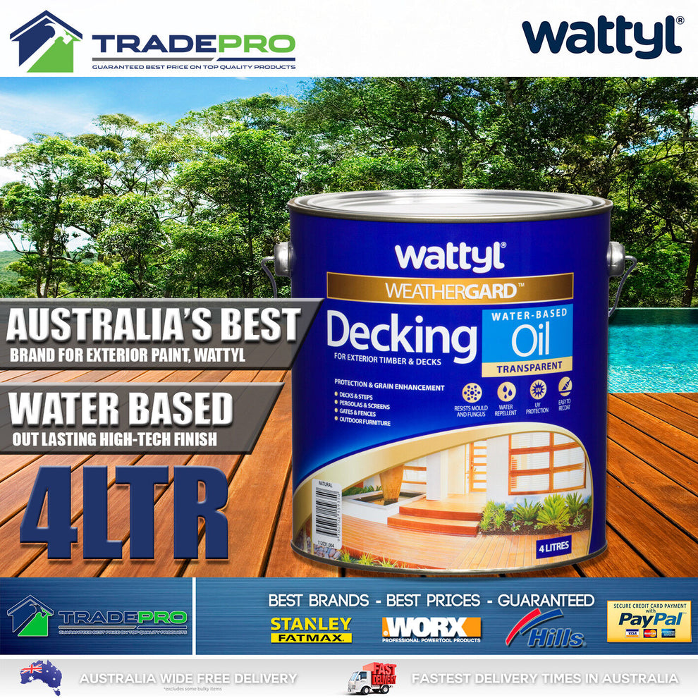 Wattyl Decking Oil PRO Water Based 4L Natural Timber Outdoor Wood Deck