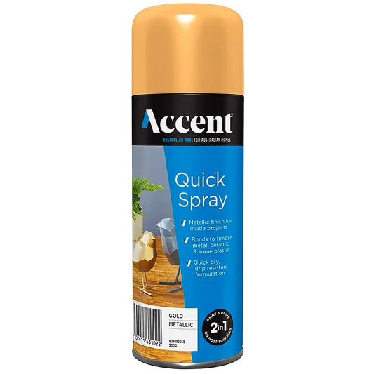 Spray Paint Can 300g Metallic Gold 2in1 Gloss Enamel Wood Metal Plastic Int&Ext