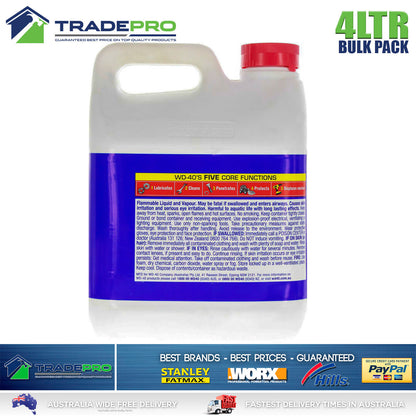 WD40 Multipurpose Lubricant 4Ltr Bulk WD40 Degreaser Stop Squeaks Rust 4L WD-40