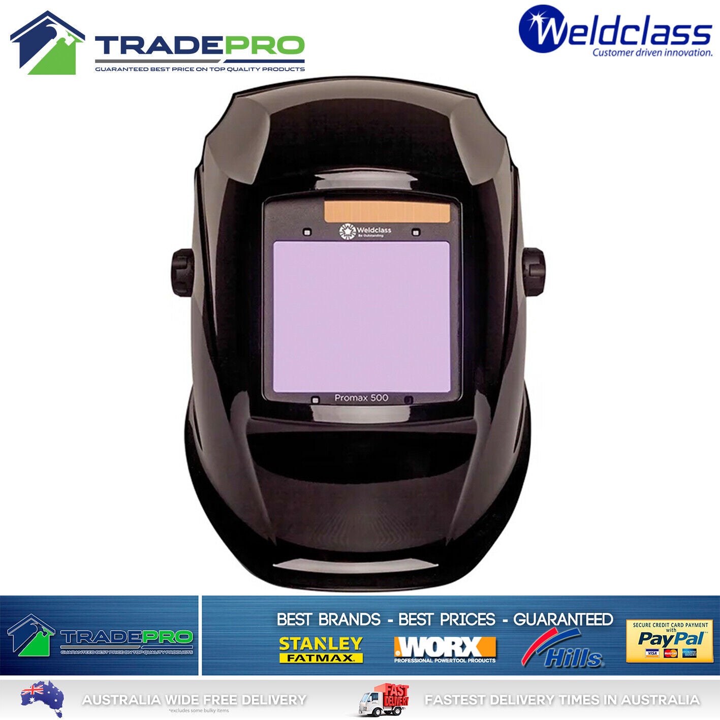 Welding Helmet Mask Promax 500 Black Auto Sensor Welder Oxy TIG Boiler ...