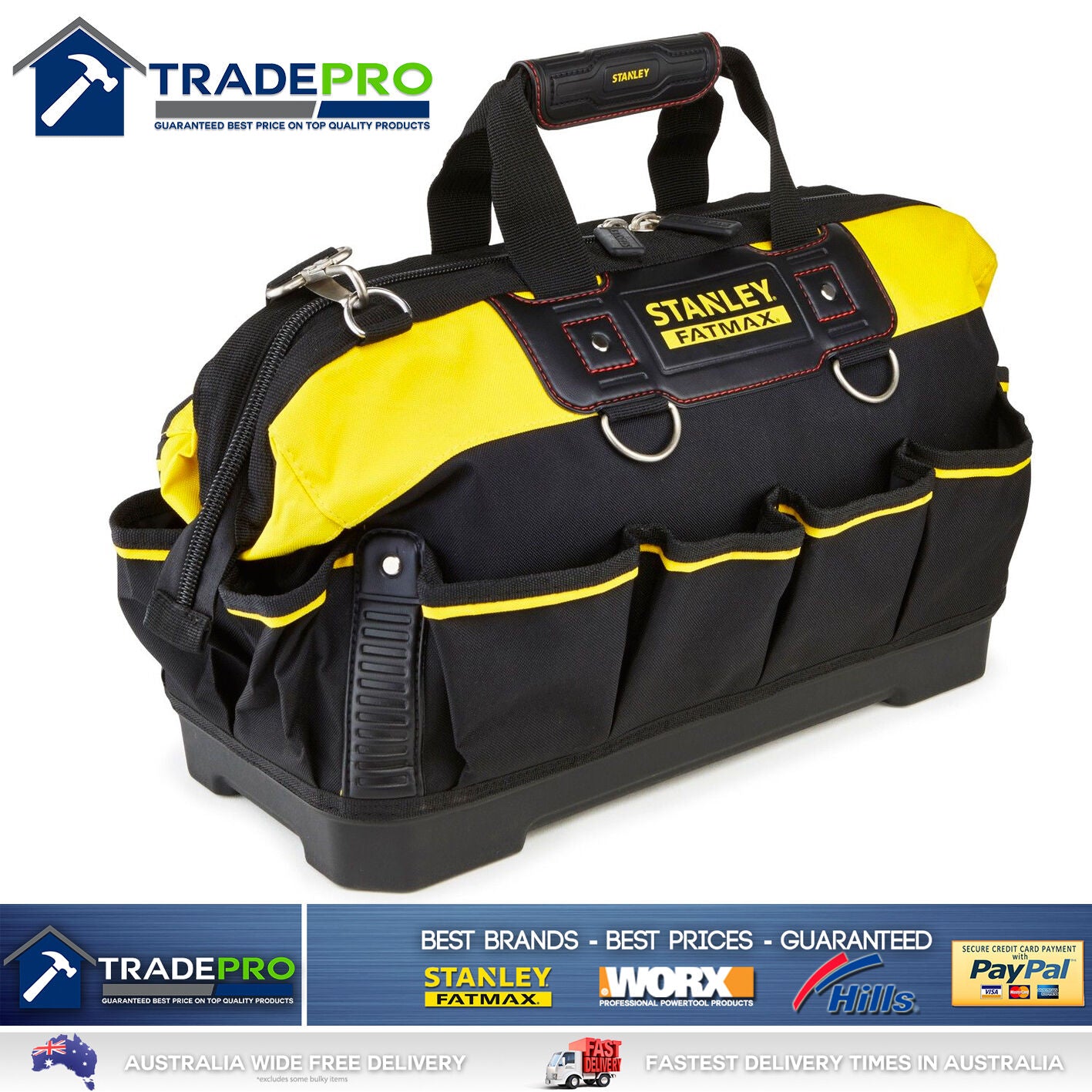 Stanley Tool Bag Tote 18" 460mm Genuine Fatmax® Hard Base XL Organiser 1-93-950