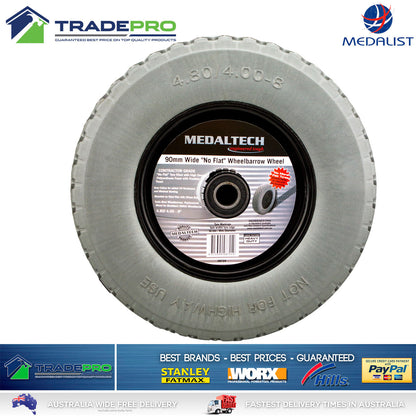 Wheelbarrow Wheel 16" x4" 90mm Wide Puncture Proof Barrow Trailer Tyre 25mm Bore
