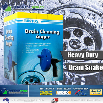 Drain Cleaner Snake Boston® Kwik-Spin Plumbing Easy Sink Pipe Hand De-Blocker