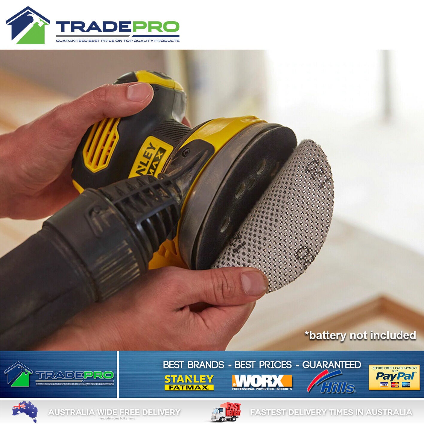 Stanley® Fatmax 18V Sander Random Orbital Wood Paint Metal with Dust Cartridge