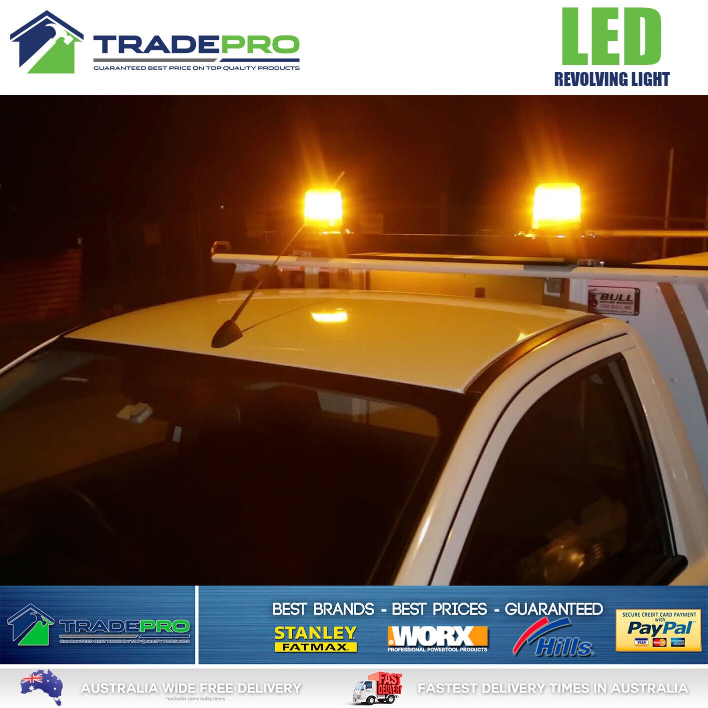 13 LED 12V Revolving Beacon Light Emergency Quality Warning Flashing Amber Lamp