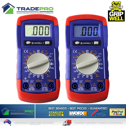 Digital Multimeter LCD Electrical Gripwell® Voltmeter Ohm Multi tester AC & DC
