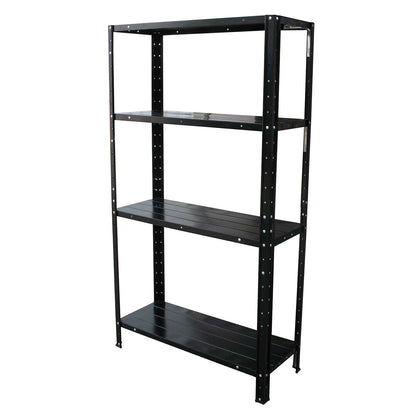 4 Shelf Metal Warehouse Garage Shed Storage Unit Black 60kg Shelving Book Rack