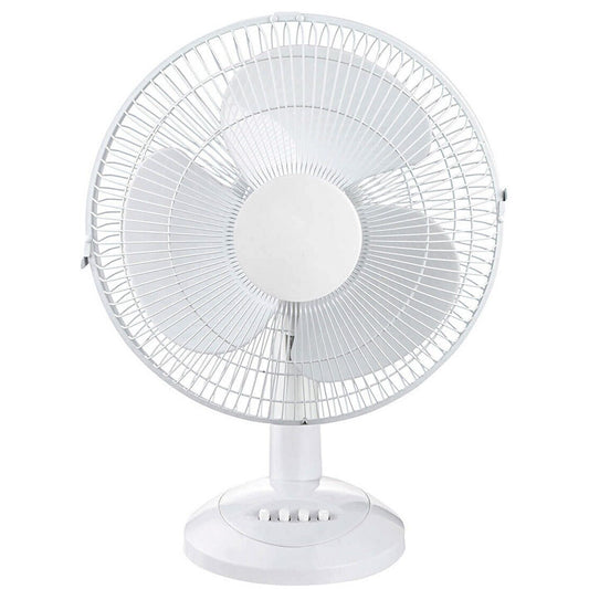 Desk Fan 30cm White 3 Speed Oscillation Floor Air Circulator Cooler PRO
