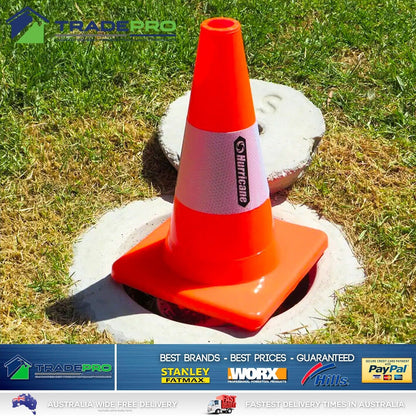 Traffic Cone Witches Hat Hurricane Hi Vis Orange 450mm Reflective Safety Cones
