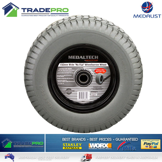 Wheelbarrow Wheel 16" x6" 150mm Wide PunctureProof Barrow Trailer Tyre 25mm Bore