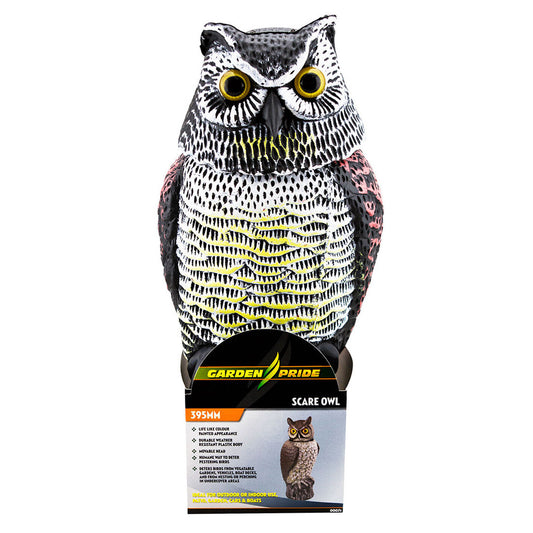Scare Owl Rotating Head Large 40cm REALISTIC Possum Rodent Bird Pest Deterrent