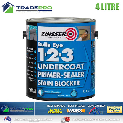 Paint White 4Ltr Zinsser® Premium Bulls Eye 3in1 Primer Sealer Undercoat 4 Litre