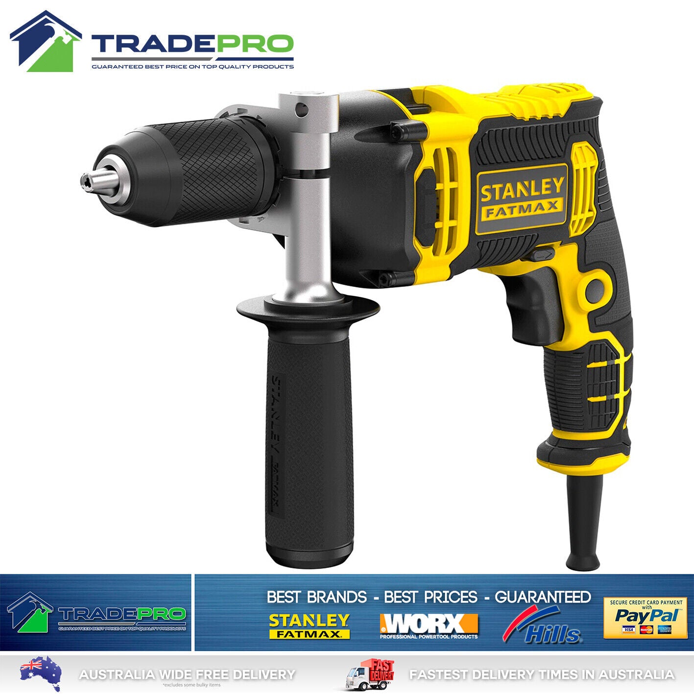 Stanley® Fatmax Electric Drill Impact 750W 13mm Chuck V/Speed Forward & Reverse