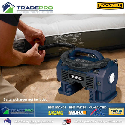 Tyre Inflator Deflator Air Compressor Pump Rockwell 18V Cordless Skin Car PRO