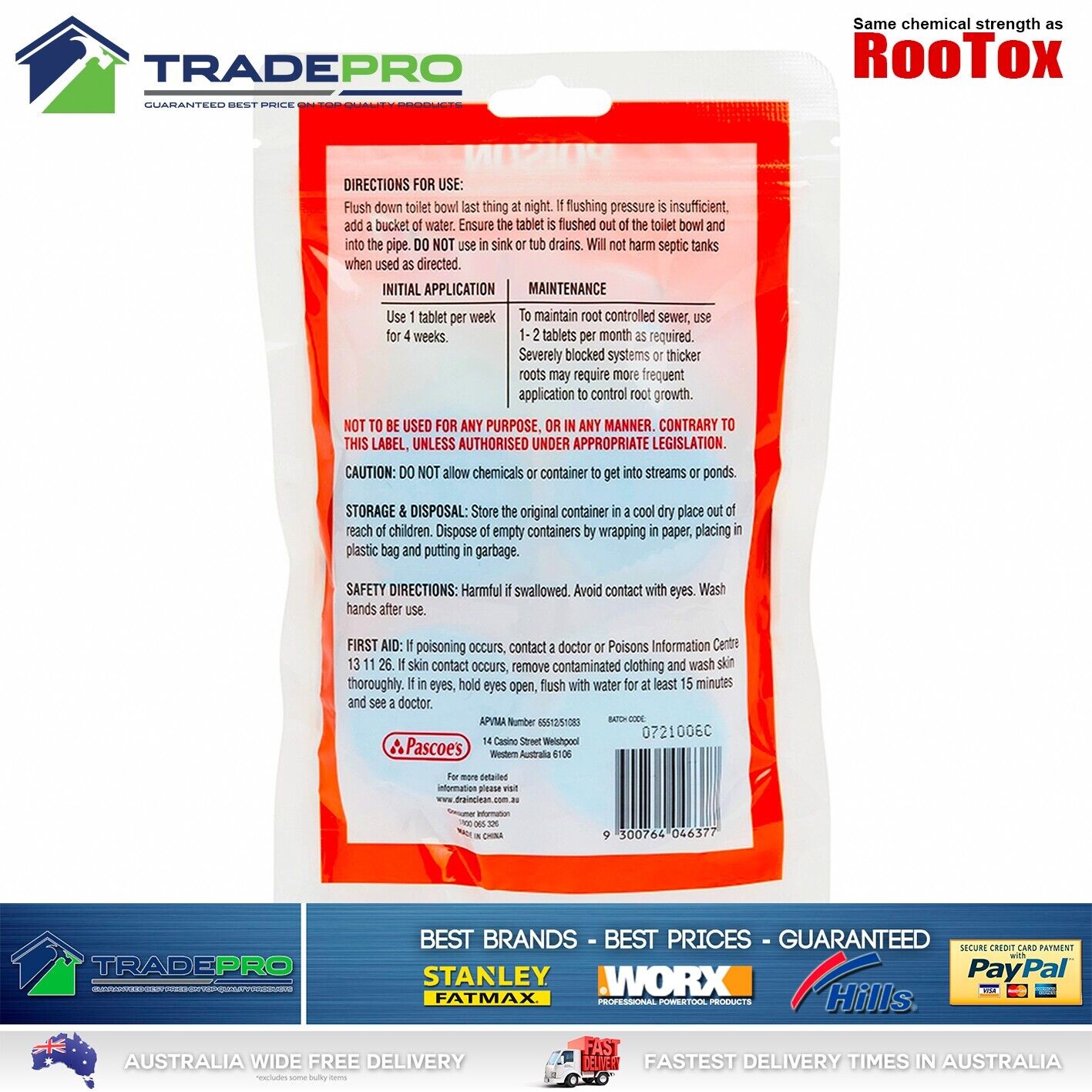 Root Control 4x Tablets 114g Sewer Pipe Toilet Copper Tree Rootox Drai ...