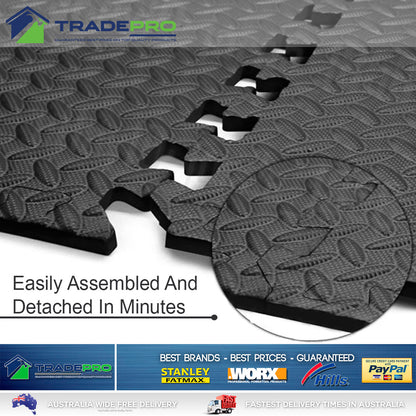 6PC Floor Mat Tiles EVA H/Duty Rubber Foam Interlocking Fatigue Shock Absorb Gym