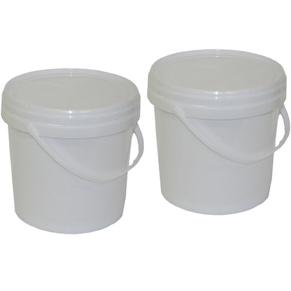 2x Quality Bucket with Lid & Handle 5Ltr H/Duty Premium Plastic Food Grade 5L