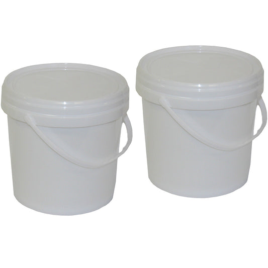 2x Quality Bucket with Lid & Handle 5Ltr H/Duty Premium Plastic Food Grade 5L