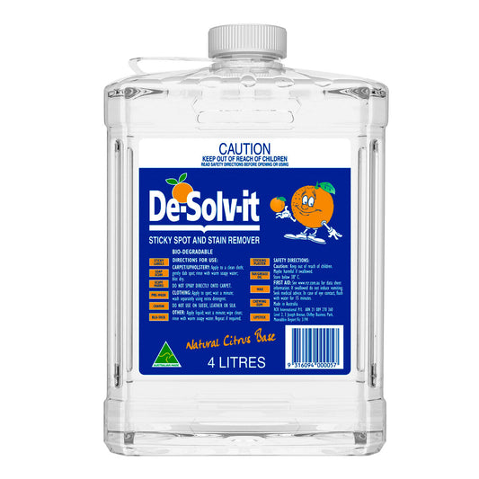 De-Solv-it 4ltr Cleaner Sticker Adhesive Stain Crayon Remover 4L Liquid Desolvit