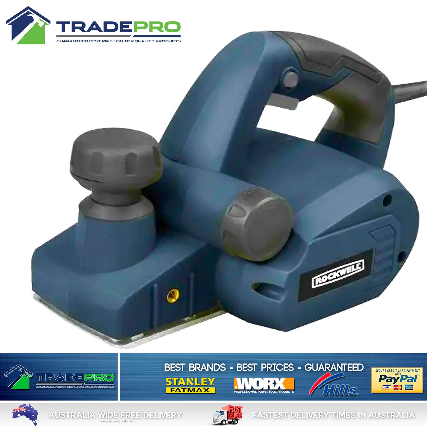 Electric Wood Planer 82mm 650w Quality Rockwell® with TCT Blades & Belt Power