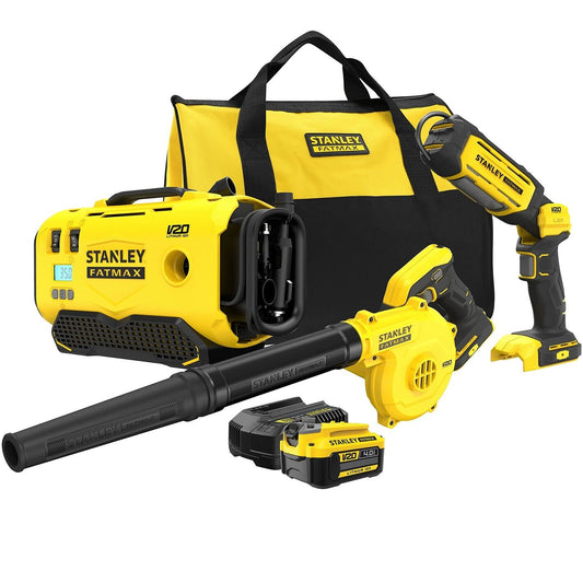 Stanley Fatmax 18V 6pc Combo Kit Cordless Blower Inflator LED Light Set Battery