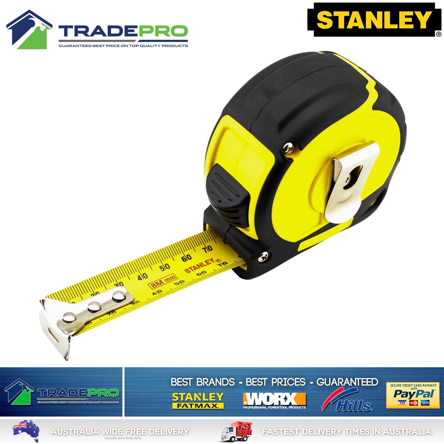 Stanley® Tape Measure PRO 8m Metric Trade Full Size Fatmax Tylon Quality 8Mtr