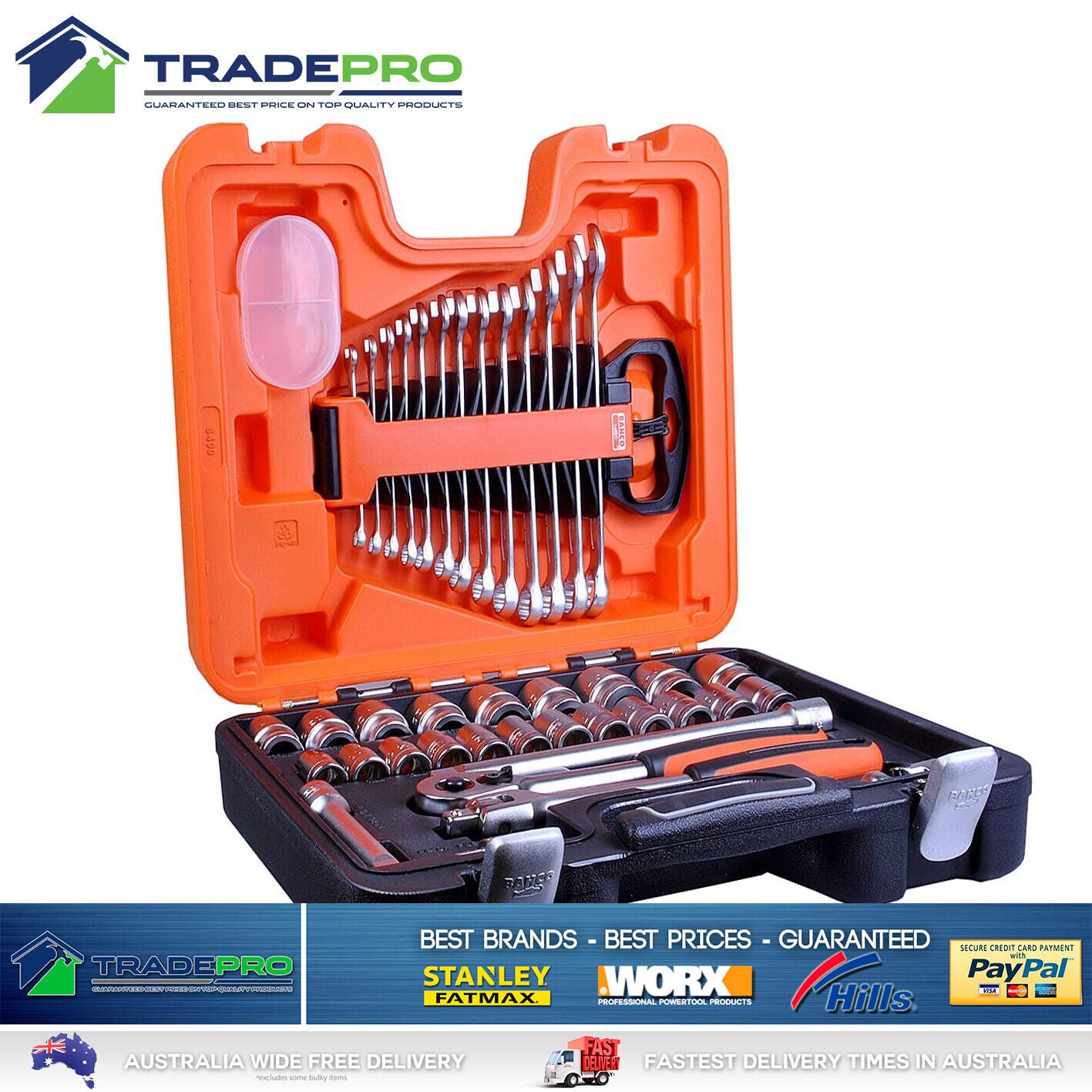 Bahco® PRO 1/2" Square Drive Socket & Spanner Set Metric Ratchet with Case