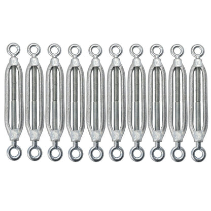 12mm Galvanised Head And Eye Turnbuckle Thimble Kit Rope Tie Down Bulk 10PC PRO