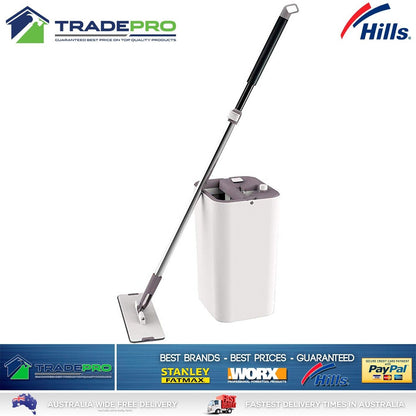 Hills Mop & Bucket Set Genuine Microfibre Squeeze Flat Floor Cleaner Tiles Vinyl
