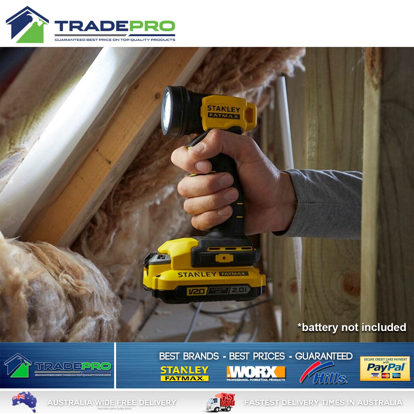 Stanley® Fatmax 18V V20 PRO Cordless LED Torch Flash Work Spot Light tool only