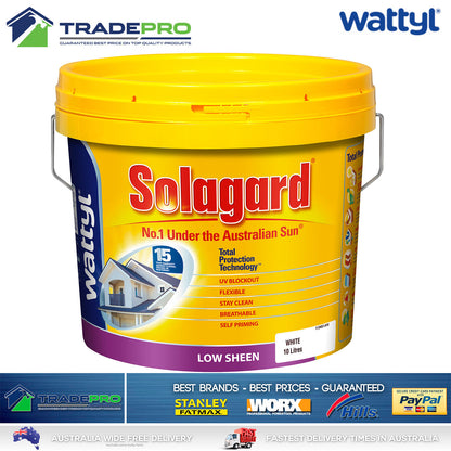 Paint White 10L Wattyl SOLAGARD® Low Sheen FREE TINTING INT & EXT Solar Guard