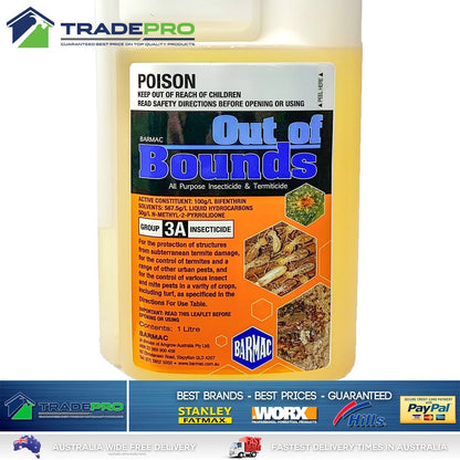 Termite Ant Cockroach Spray 1L Out of Bounds Bifenthrin 100gm/L Pest Killer