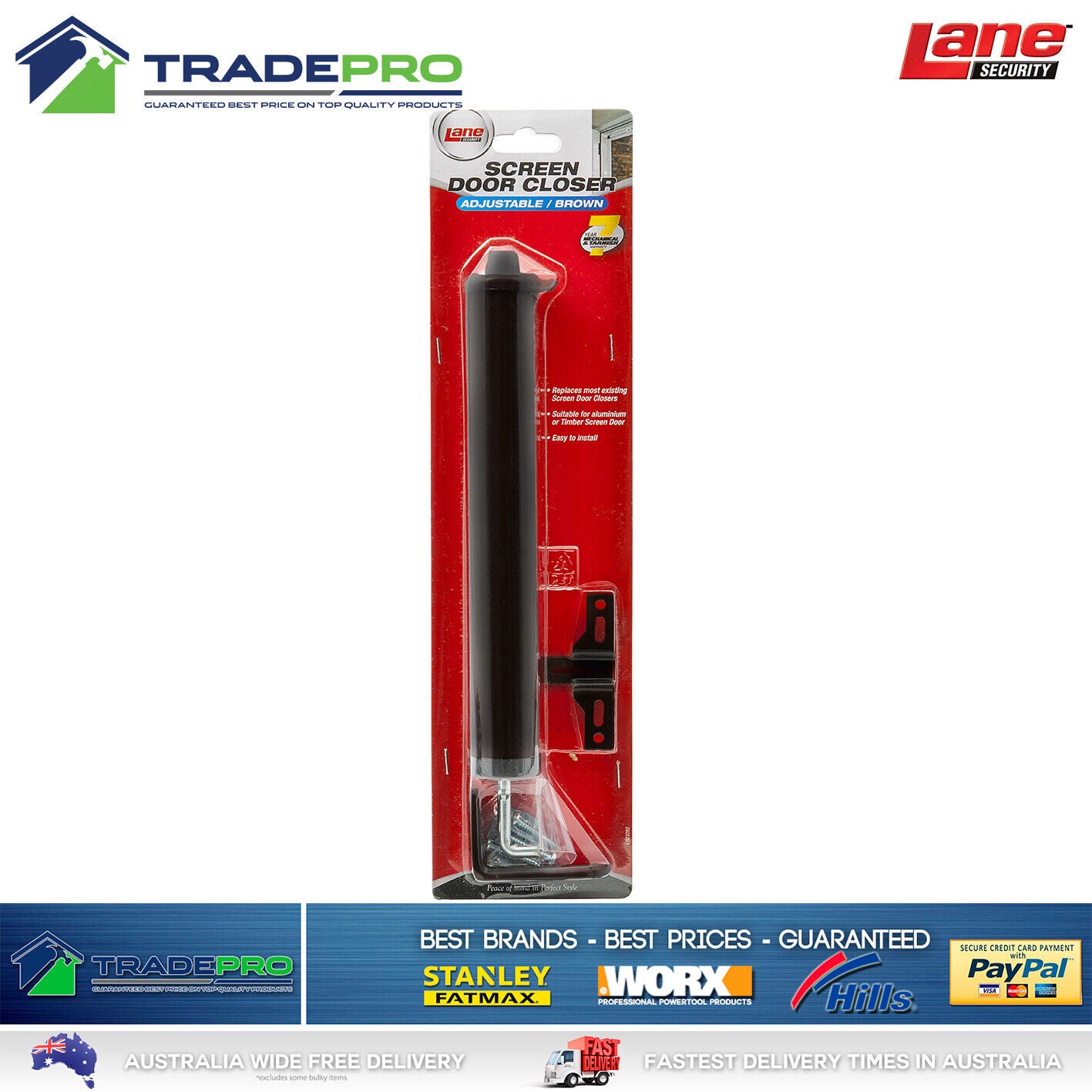 Door Closer Lane Pneumatic Adjust Universal Security Screen Opener Black 6253736