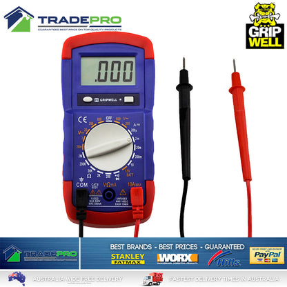 Digital Multimeter LCD Electrical Gripwell® Voltmeter Ohm Multi tester AC & DC