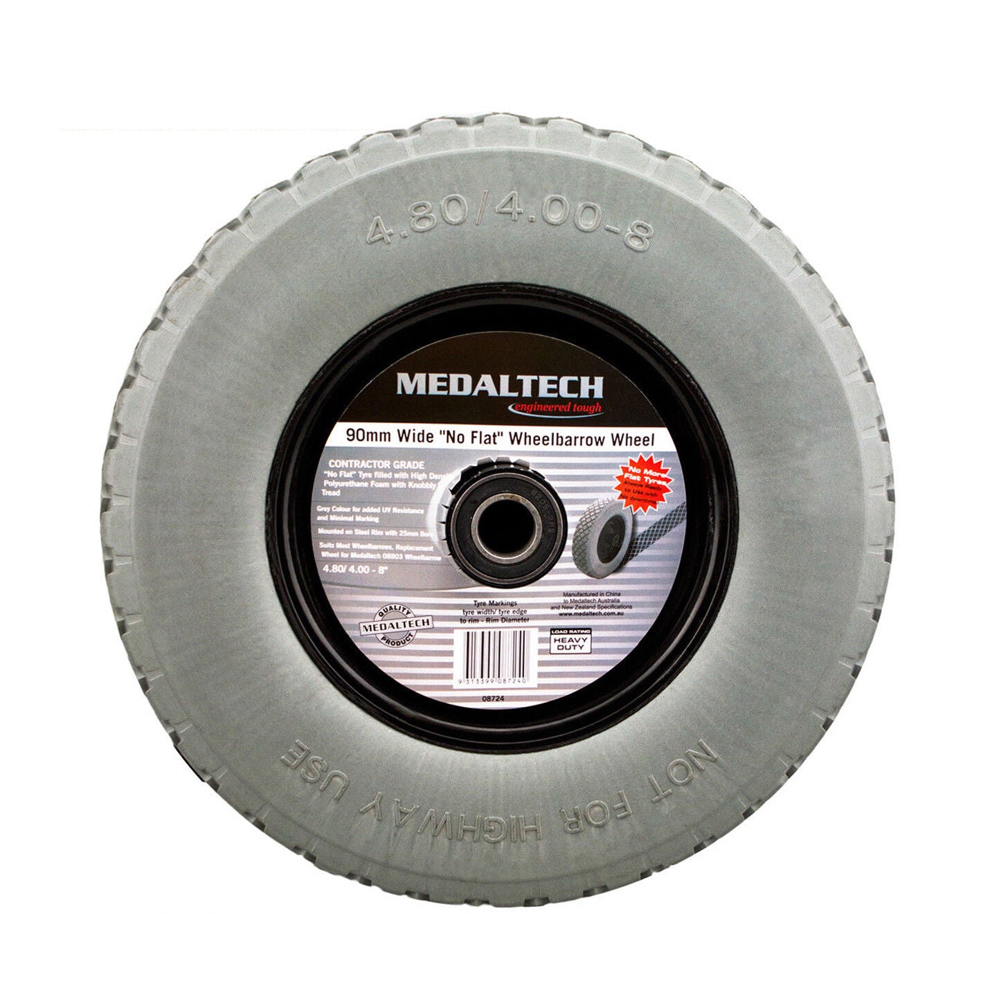 Wheelbarrow Wheel 16" x4" 90mm Wide Puncture Proof Barrow Trailer Tyre 25mm Bore