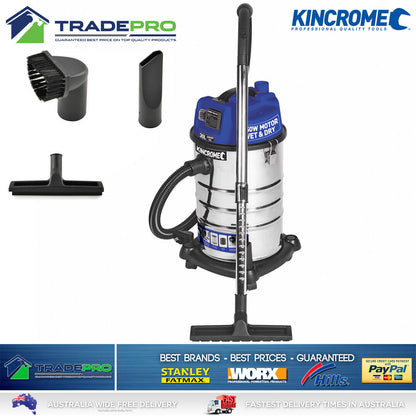 Kincrome Vacuum Cleaner Wet & Dry Commercial Work Shop 1250W Kit 30L PRO Vac