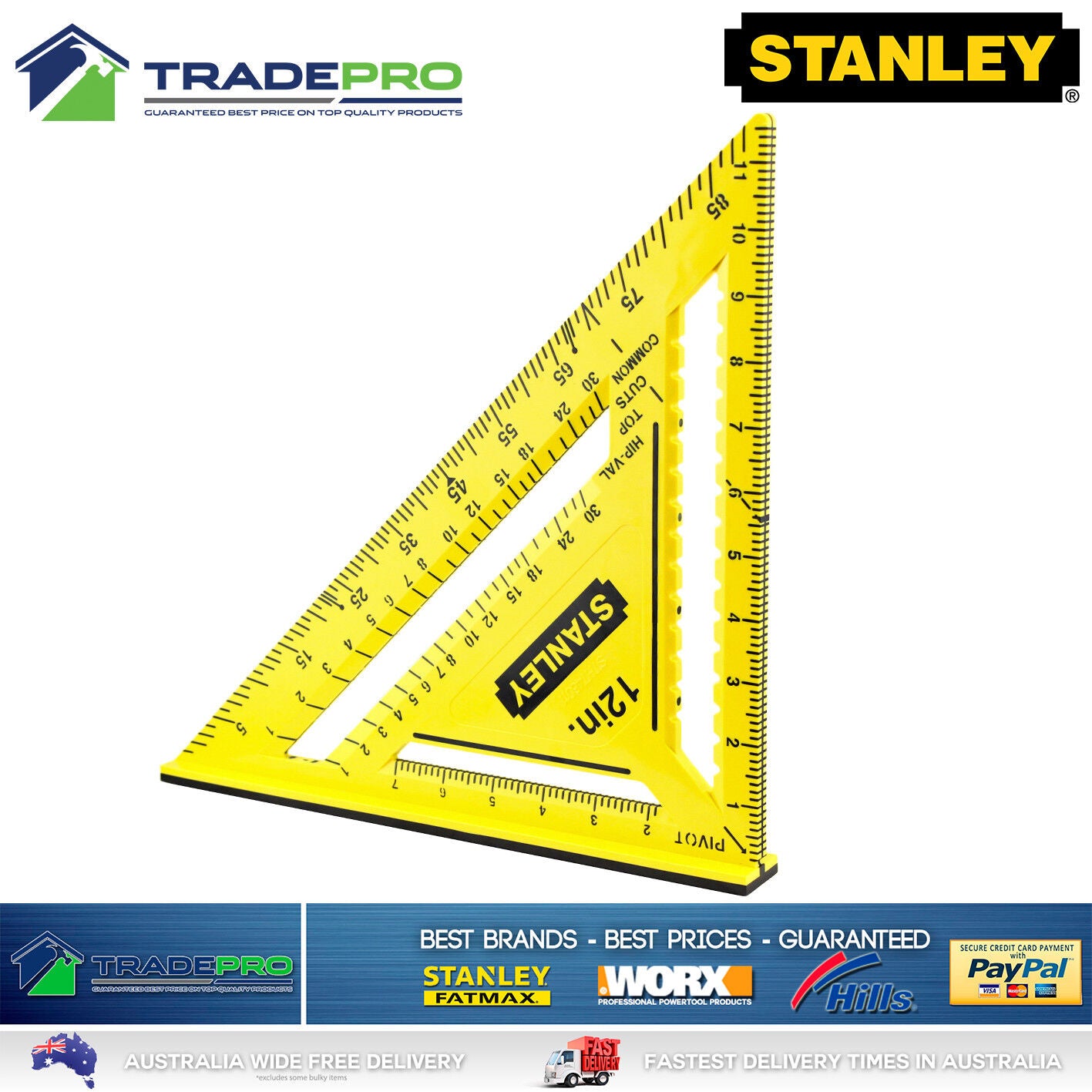 Stanley® Measuring Square PRO-SERIES 12" 300mm ABS Builders Trade Triangle Angle