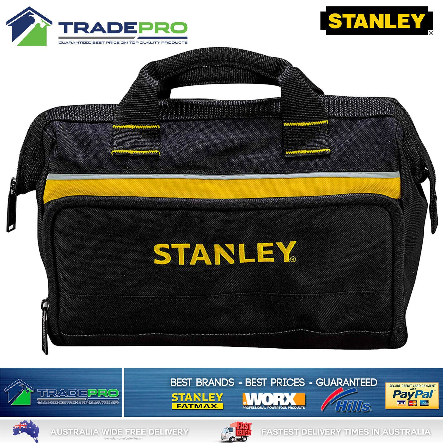 Stanley Tool Bag Tote 12" 300mm Organiser 1-93-330 Carry PRO Storage Pocket Case