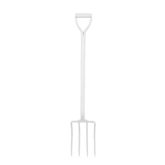 Garden Fork All Metal D Handle 4 Teeth Digging Garden Lawn White Airator PRO