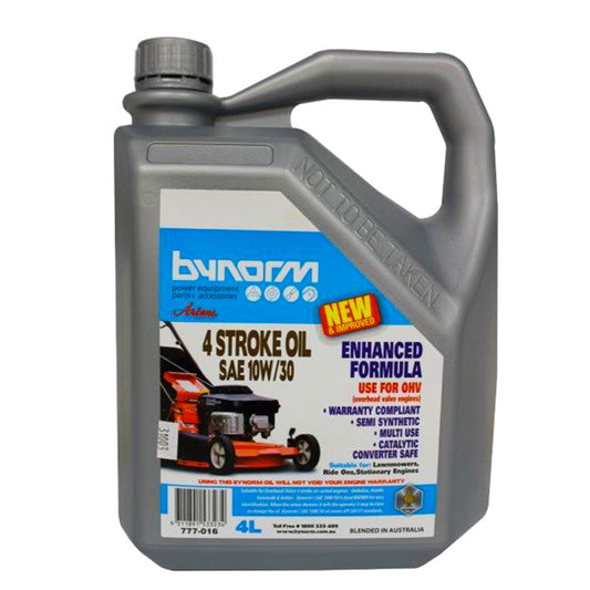 Lawnmower Oil 4Ltr SAE 10W/30 4 Stroke Bynorm Semi Synthetic Lawn Mower Fluid 4L